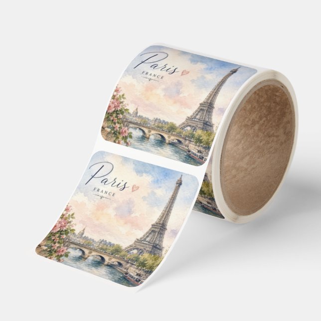 Paris France Eiffel Tower river seine  Square Sticker (Roll)