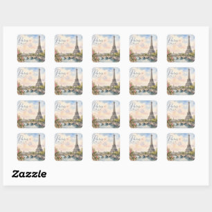 Paris France Eiffel Tower river seine  Square Sticker