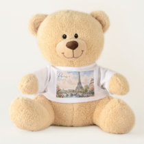 Paris France Eiffel Tower river seine  Teddy Bear