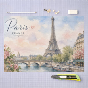 Paris France Eiffel Tower river seine  Tissue Paper