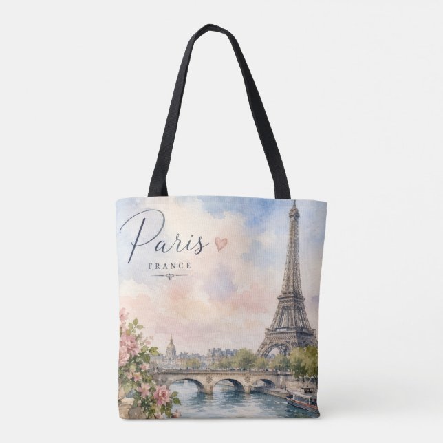 Paris France Eiffel Tower river seine  Tote Bag (Back)