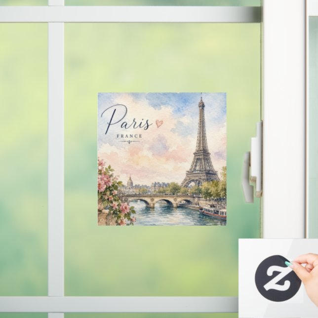 Paris France Eiffel Tower river seine  Window Cling (Home)