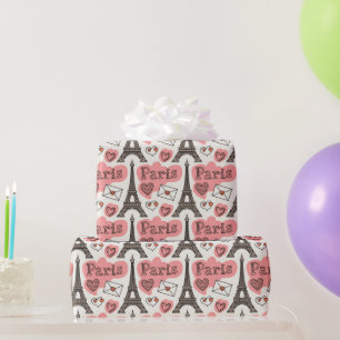 Paris France Eiffel Tower Romance Cute Pattern Wrapping Paper