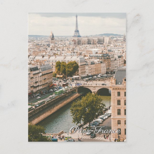 Paris France Eiffel Tower Seine travel postcard (Front)