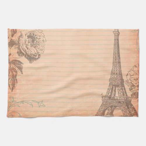 Paris France Eiffel Tower Shabb Kitchen Dish Towel