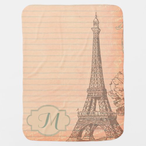 Paris France Eiffel Tower Shabby Chic Baby Blanket