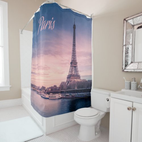 Paris France eiffel tower Shower Curtain