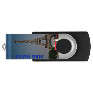 Paris France Eiffel Tower Silver, 16 GB, Black Flash Drive