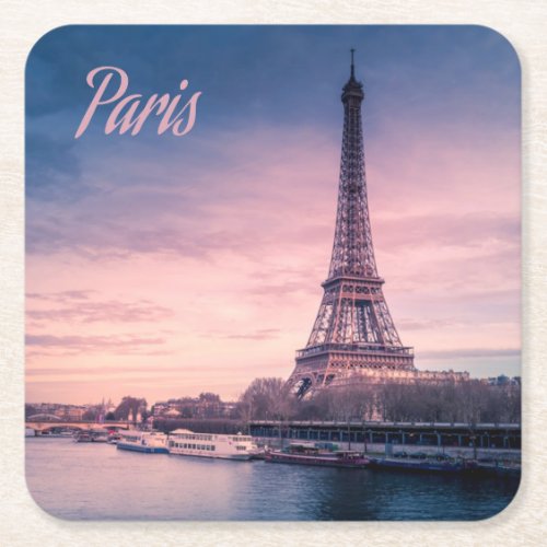 Paris France eiffel tower Square Paper Coaster