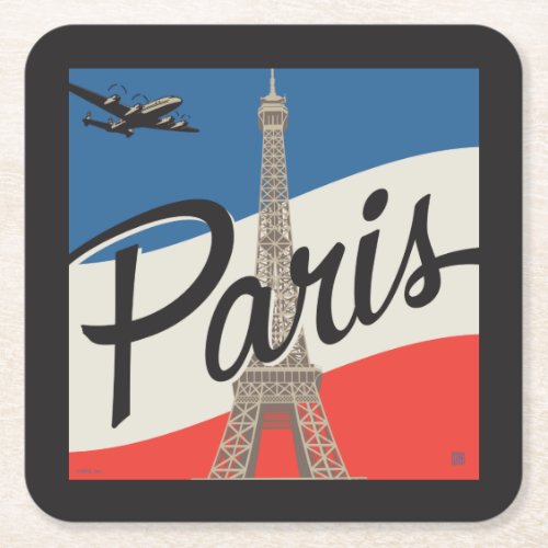 Paris France  Eiffel Tower Square Paper Coaster