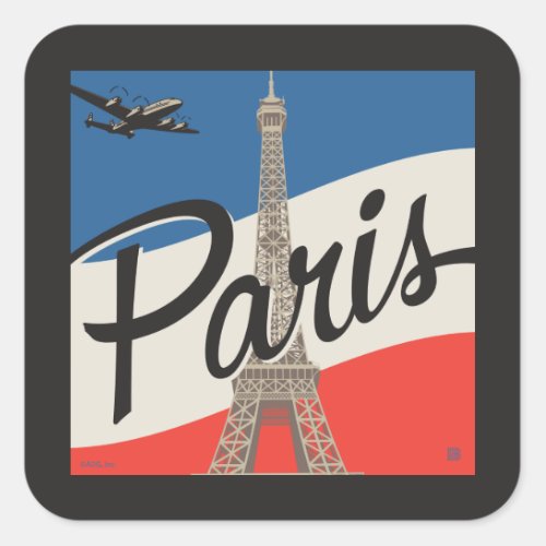 Paris France  Eiffel Tower Square Sticker