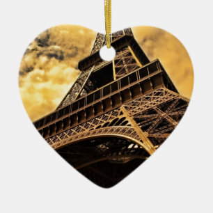 Paris France Eiffel Tower Sunset Ceramic Ornament