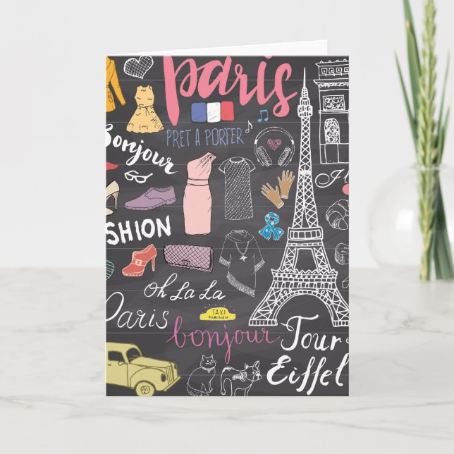 Paris France Eiffel Tower Thank You Card (Front)