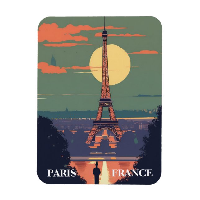 Paris France Eiffel Tower Travel Art Magnet (Vertical)