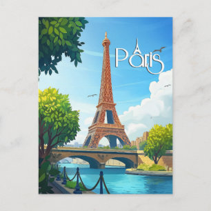 Paris France - Eiffel Tower Travel Postcard