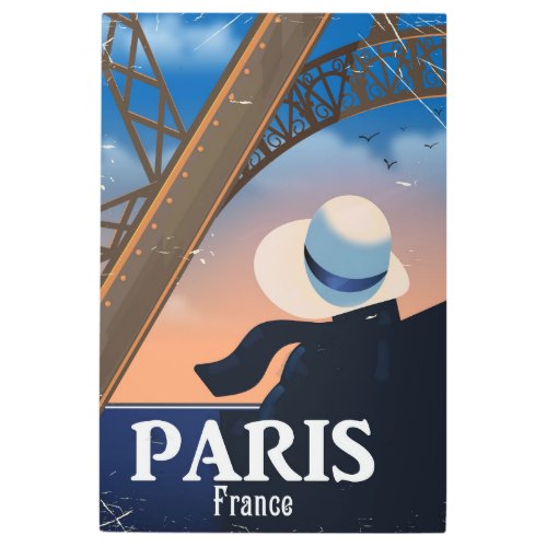 Paris France Eiffel tower travel poster