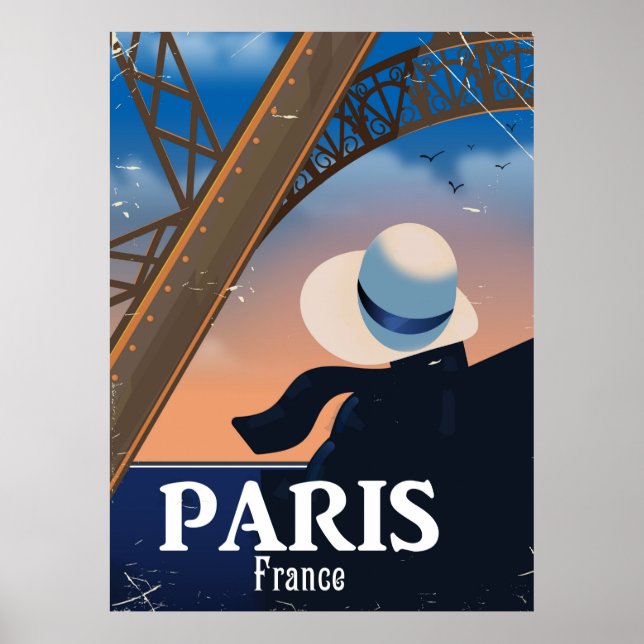 Paris France Eiffel tower travel poster (Front)