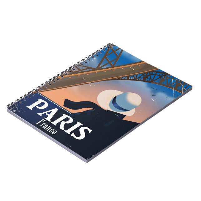 Paris France Eiffel tower travel poster Notebook (Left Side)