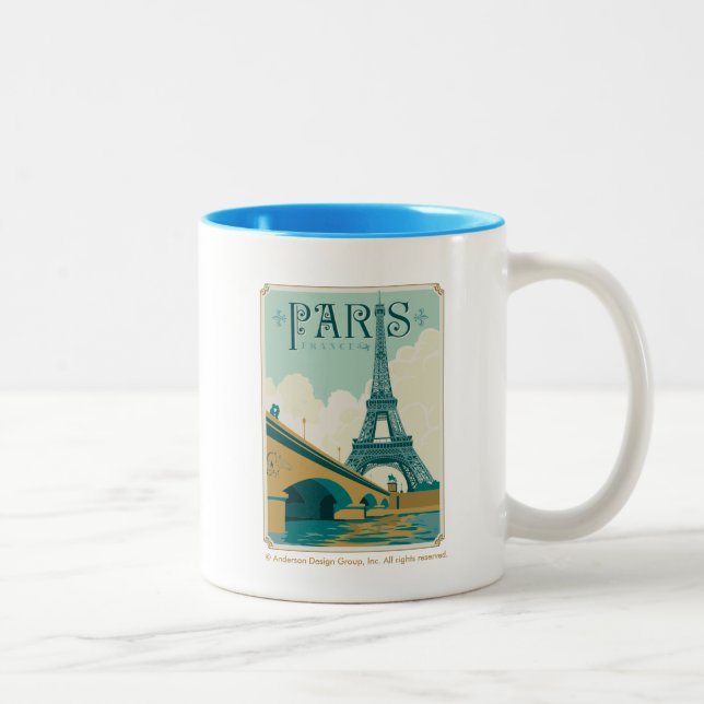 Paris France - Eiffel Tower Two-Tone Coffee Mug (Right)