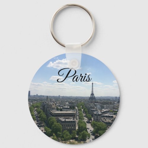 Paris France Eiffel Tower View Keychain