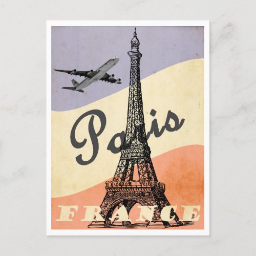 Paris France Eiffel Tower Vintage Style Postcard