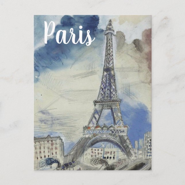 PARIS France Eiffel Tower vintage travel postcard (Front)