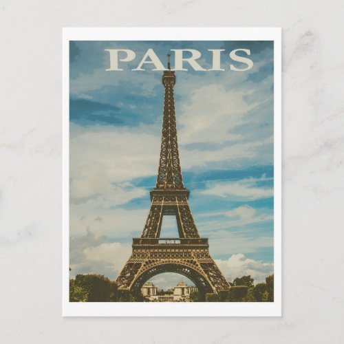 Paris France Eiffel Tower vintage travel postcard