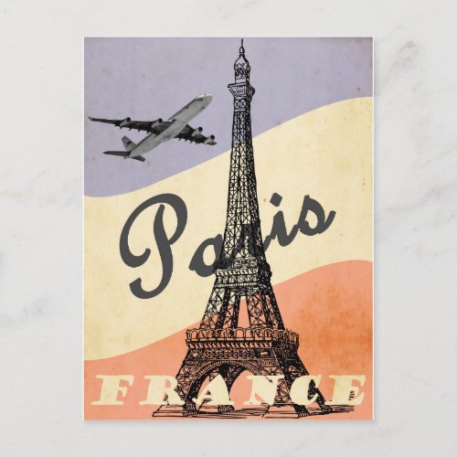 Paris France Eiffel Tower Vintage Travel Postcard
