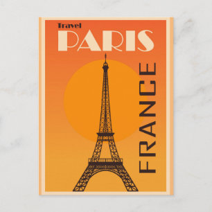 Paris France Eiffel Tower Vintage Travel Poster Postcard