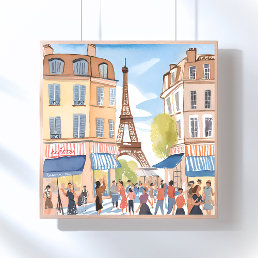 Paris France Eiffel Tower | Watercolor European Poster
