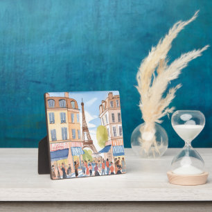 Paris France Eiffel Tower Watercolor Painted Art Plaque