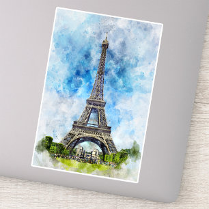 Paris France Eiffel Tower Watercolor Sticker