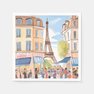 Paris France Eiffel Tower Watercolor Travel Napkins