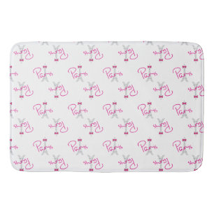 Paris, France, Eiffel Tower with pink bow, modern Bath Mat