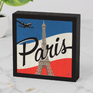 Paris France Eiffel Tower Wooden Box Sign