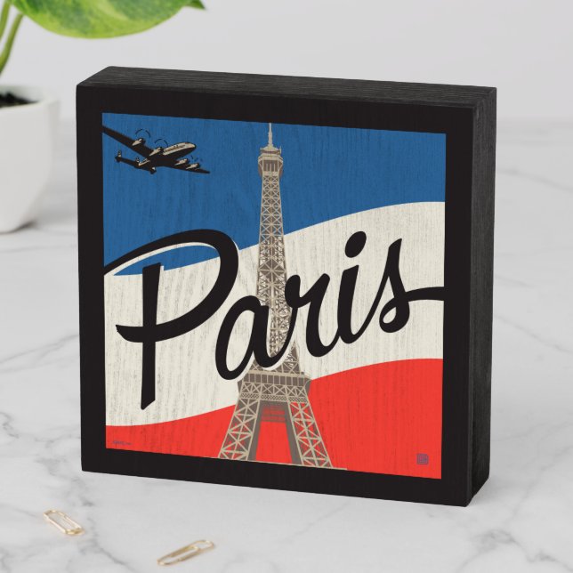 Paris France | Eiffel Tower Wooden Box Sign (In Situ Horizontal)