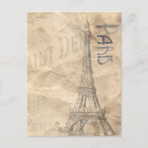 Paris France eiffil tower collage Postcard