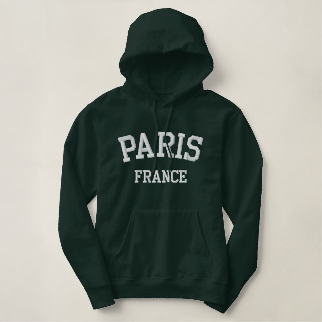 Paris France Embroidered Hoodie (Design Front)