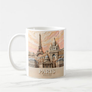 Paris France Europe Modern Pastel Textured Travel Coffee Mug