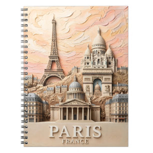 Paris France Europe Modern Pastel Textured Travel Notebook