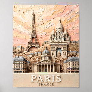 Paris France Europe Modern Pastel Textured Travel Poster