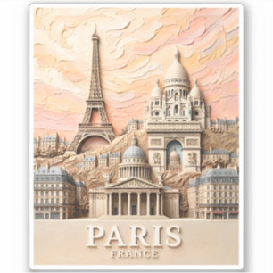 Paris France Europe Modern Pastel Textured Travel Sticker