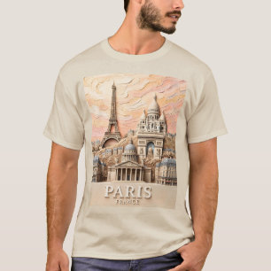 Paris France Europe Modern Pastel Textured Travel T-Shirt