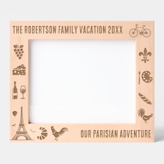 Paris France Family Vacation Personalized 10x8 Engraved Frames (Front)