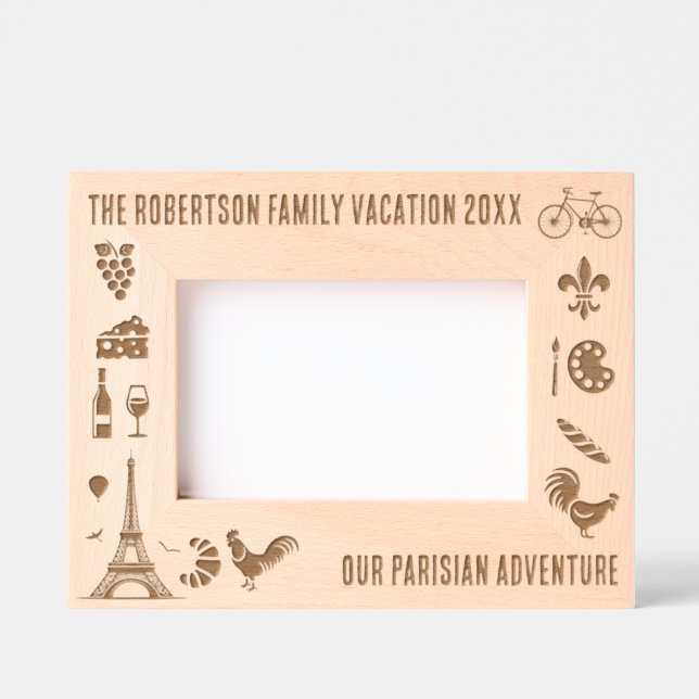 Paris France Family Vacation Personalized 6x4 Engraved Frames (Front)