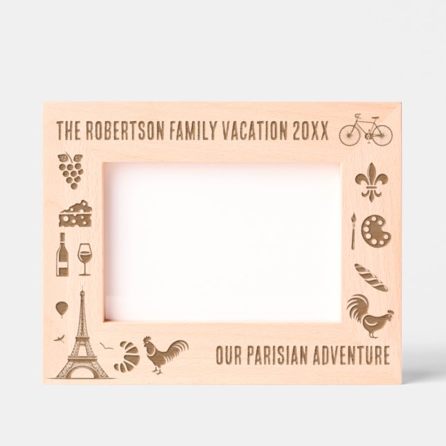 Paris France Family Vacation Personalized 7x5 Engraved Frames (Front)
