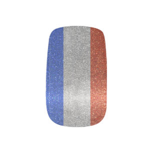 Paris France Fashion Glitter Pattern French Flag  Minx Nail Art