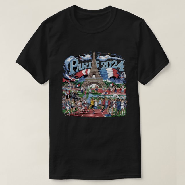 Paris France Flag Eiffel Tower French Souvenir Tra T-Shirt (Design Front)