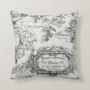 Paris France Floral Throw Pillow