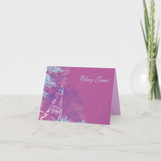 PARIS FRANCE FRENCH Bar Bat Mitzvah thank you card (Front)
